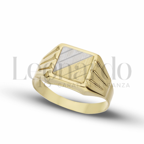 Modello Scatolato in Oro Giallo e Oro Bianco da 3,4gr.