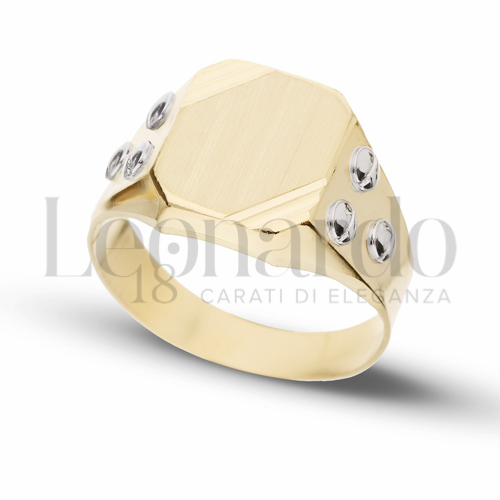 Anelli Anello a scudo da Uomo in Oro 18 Carati Modello: Stampato Finitura o misura: Angolo diamantato Misura anello: 26 4g