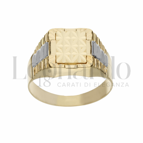 Modello Scatolato in Oro Giallo e Oro Bianco da 5,2gr.