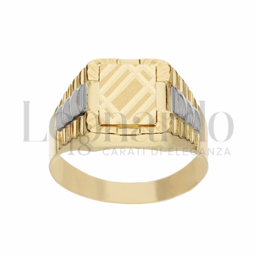 Modello Scatolato in Oro Giallo e Oro Bianco da 5,2gr.