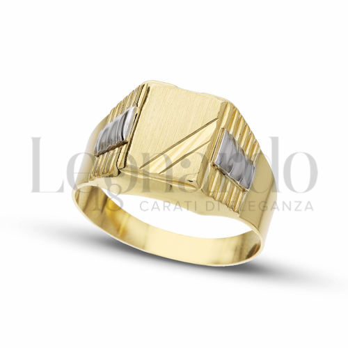 Modello Scatolato in Oro Giallo e Oro Bianco da 4,5gr.