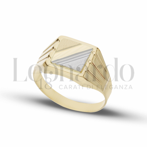 Modello Scatolato in Oro Giallo e Oro Bianco da 3,4gr.