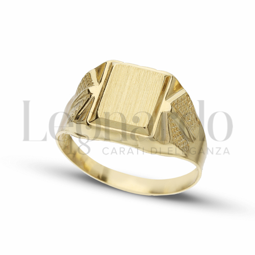 Anelli Anello a scudo rettangolare da Uomo in Oro 18 Carati Modello: Stampato Finitura o misura: Satinata Misura anello: 24 3,2g