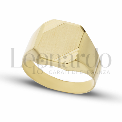 Anelli Anello a scudo rettangolare da Uomo in Oro 18 Carati Modello: Scatolato Finitura o misura: Satinata con 3 strisce diamantate Misura anello: 4,9g
