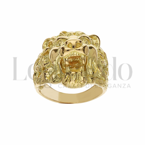 Anelli Anello Testa di Leone da Uomo in Oro 18 Carati Finitura o misura: 3° misura anello: 23 24,8g