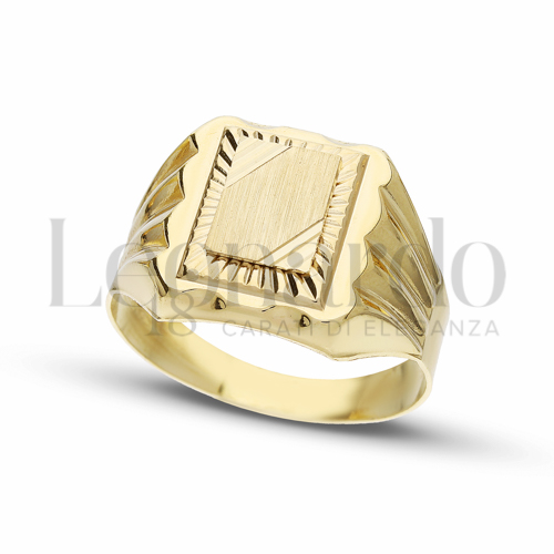 Anelli Anello a scudo da Uomo in Oro 18 Carati Modello: Stampato Finitura o misura: Angolo diamantato Misura anello: 30 4,8g