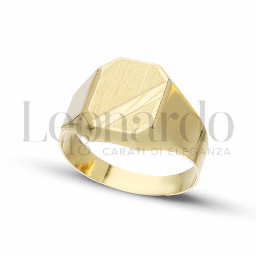 Anelli Anello a scudo da Uomo in Oro 18 Carati Modello: Scatolato Finitura o misura: Satinata con striscia diamantata Misura anello: 26 3,5g