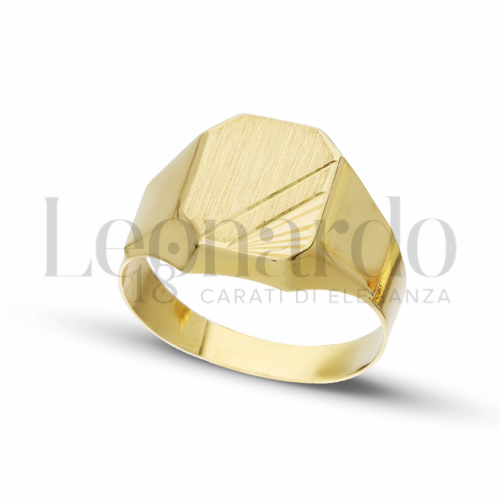 Anelli Anello a scudo da Uomo in Oro 18 Carati Modello: Scatolato Finitura o misura: Striscia e angolo diamantato Misura anello: 2,9g