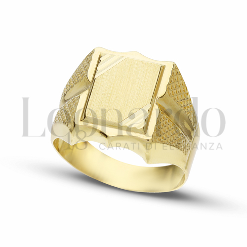 Anelli Anello a scudo da Uomo in Oro 18 Carati Modello: Scatolato Finitura o misura: Angolo diamantato Misura anello: 27 6,6g