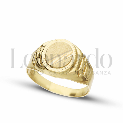 Anelli Anello a scudo da Uomo in Oro 18 Carati Modello: Stampato Finitura o misura: Satinata con striscia diamantata Misura anello: 24 3,1g