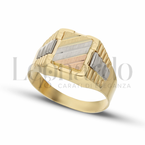 Modello Scatolato in Oro Giallo, Oro Bianco e Oro Rosa da 5,2gr.