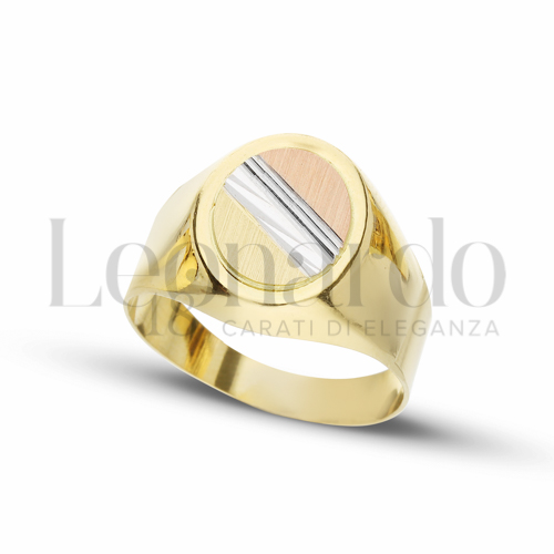 Anelli Anello a scudo Ovale da Uomo in Oro 18 Carati Modello: Scatolato Finitura o misura: Satinata con striscia diamantata Misura anello: 27 6,1g