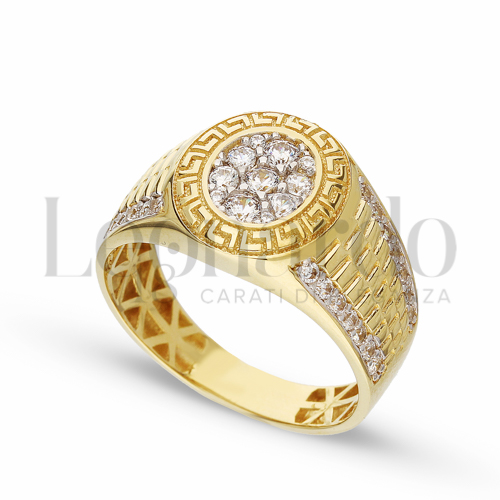 Modello Ovale con Zircone bianco in Oro Giallo e Oro Bianco da 5,4gr.