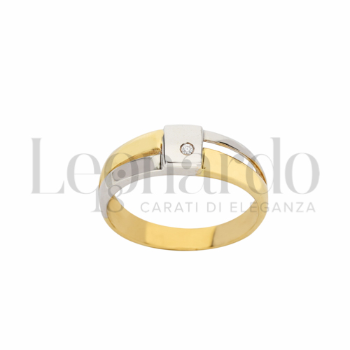 con Zircone bianco in Oro Giallo e Oro Bianco da 5,6gr.