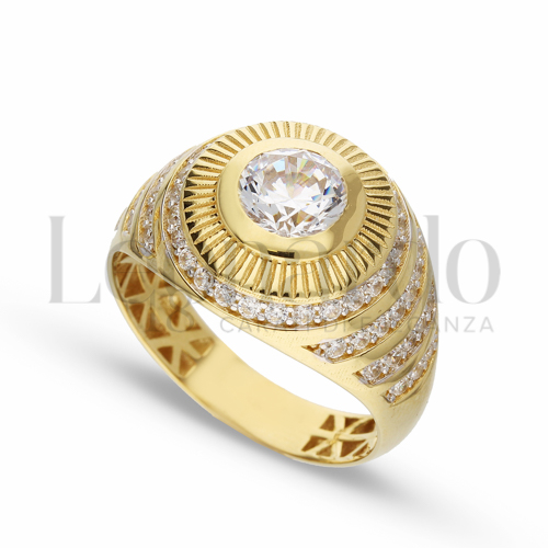 Modello Tondo con Zircone bianco in Oro Giallo e Oro Bianco da 6,7gr.
