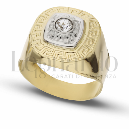 Modello Stampato con Zircone bianco in Oro Giallo e Oro Bianco da 6,9gr.