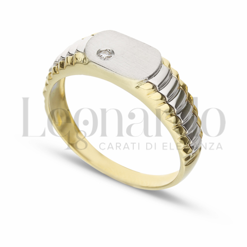 con Zircone bianco in Oro Giallo e Oro Bianco da 6,2gr.