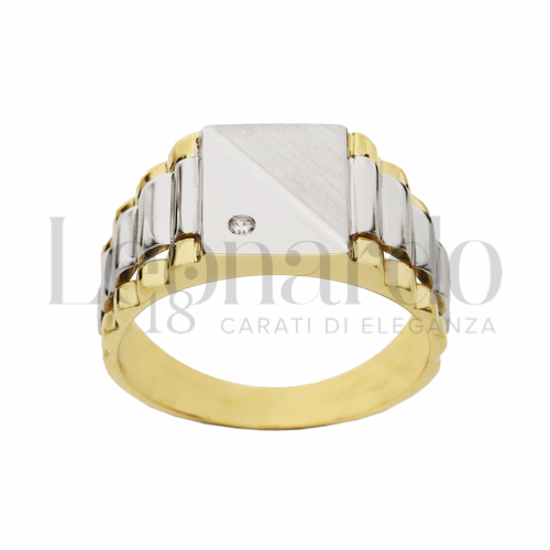 con Zircone bianco in Oro Giallo e Oro Bianco da 9gr.
