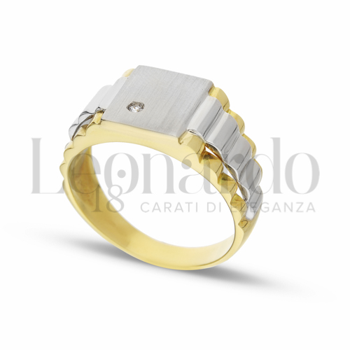 con Zircone bianco in Oro Giallo e Oro Bianco da 9,3gr.