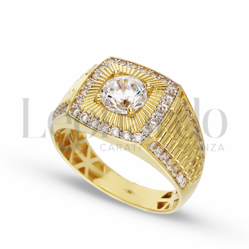 Modello Quadrato con Zircone bianco in Oro Giallo e Oro Bianco da 7,2gr.