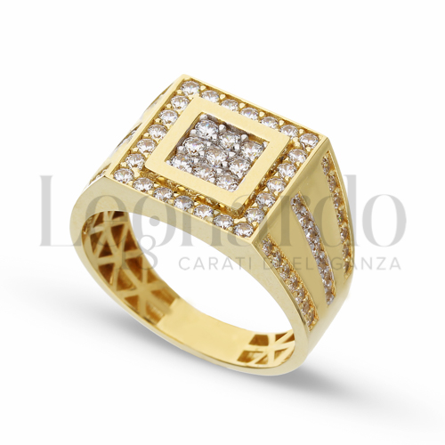 Modello Quadrato con Zircone bianco in Oro Giallo e Oro Bianco da 6,8gr.