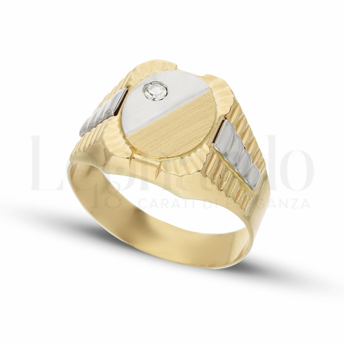Anelli Anello a scudo da Uomo in Oro 18 Carati Modello: Scatolato Finitura o misura: Lucida e satinata Misura anello: 19 5,8g