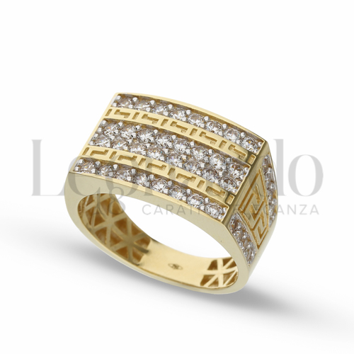 Modello Rettangolo con Zircone bianco in Oro Giallo e Oro Bianco da 7,3gr.