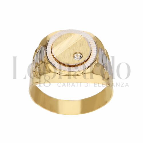 Modello Scatolato con Zircone bianco in Oro Giallo e Oro Bianco da 6,9gr.