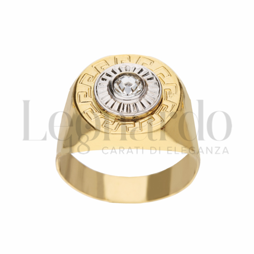 Modello Scatolato con Zircone bianco in Oro Giallo e Oro Bianco da 7,4gr.
