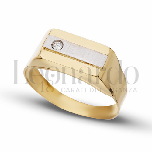 Modello Stampato con Zircone bianco in Oro Giallo e Oro Bianco da 3,3gr.