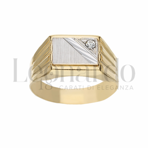 Modello Stampato con Zircone bianco in Oro Giallo e Oro Bianco da 4,8gr.