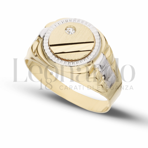 Modello Stampato con Zircone bianco in Oro Giallo e Oro Bianco da 4,7gr.