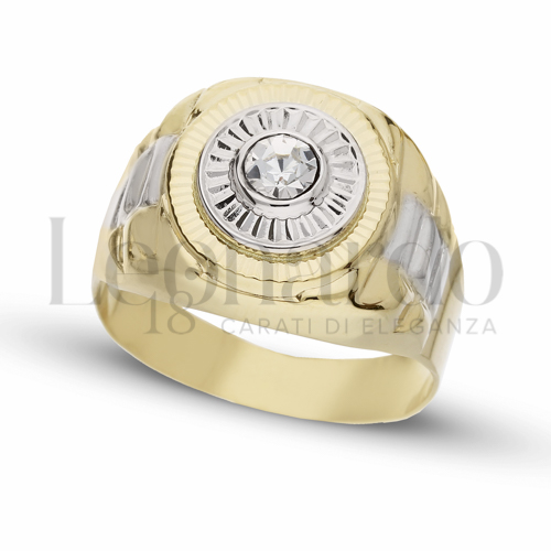 Modello Scatolato con Zircone bianco in Oro Giallo e Oro Bianco da 6,8gr.