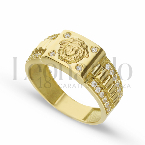 Modello Quadrato con Zircone bianco in Oro Giallo da 4,6gr.