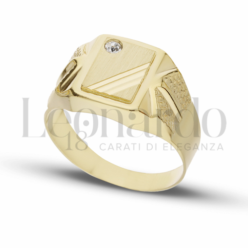 Modello Scatolato con Zircone bianco in Oro Giallo da 5gr.