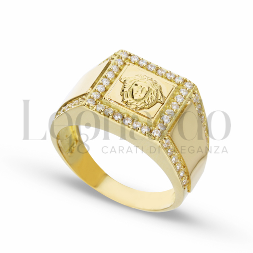 Anelli Anello con testa di medusa da Uomo in Oro 18 Carati Modello: Quadrato Finitura o misura: Lucida Misura anello: 8g