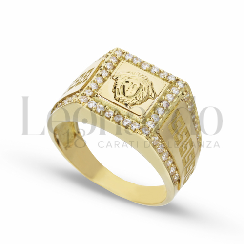 Modello Quadrato con Zircone bianco in Oro Giallo da 8gr.