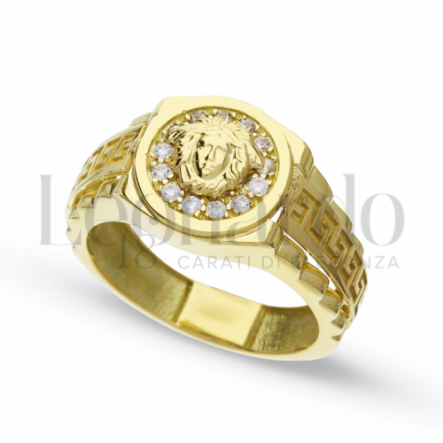 Modello Tondo con Zircone bianco in Oro Giallo da 7,8gr.