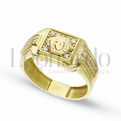 Modello Quadrato con Zircone bianco in Oro Giallo da 4,8gr.