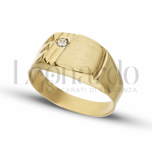 Modello Stampato con Zircone bianco in Oro Giallo da 3,5gr.