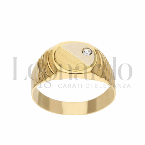 Modello Stampato con Zircone bianco in Oro Giallo da 4,1gr.