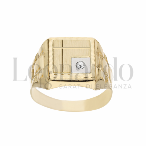 Modello Stampato con Zircone bianco in Oro Giallo da 5,2gr.