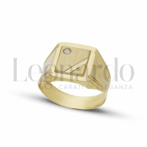 Anelli Anello a scudo rettangolare da Uomo in Oro 18 Carati Modello: Stampato Finitura o misura: Satinata con striscia diamantata Misura anello: 21 4,2g