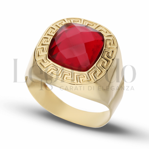 Modello Scatolato con Pietra rossa in Oro Giallo da 8,3gr.