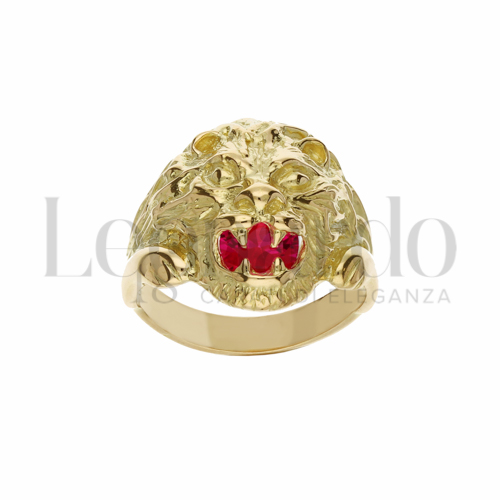 con Pietra rossa in Oro Giallo da 14,6gr.