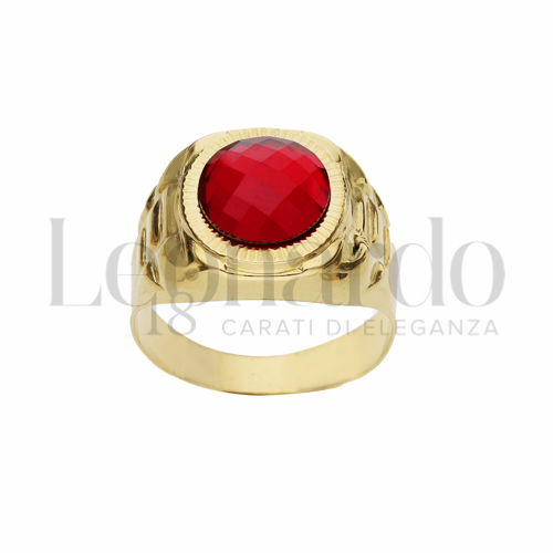Modello Scatolato con Pietra rossa in Oro Giallo da 6,8gr.