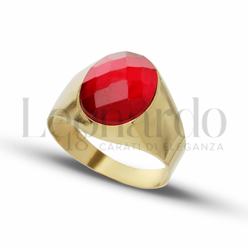 Modello Scatolato con Pietra rossa in Oro Giallo da 6,4gr.