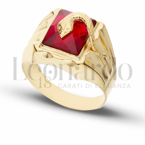 Modello Scatolato con Pietra rossa in Oro Giallo da 8,2gr.