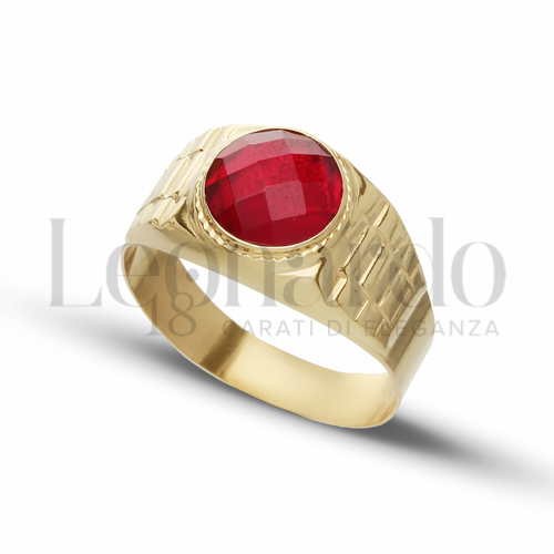 Modello Scatolato con Pietra rossa in Oro Giallo da 4,8gr.
