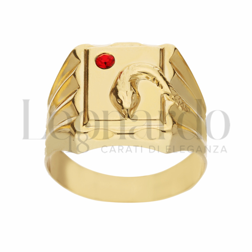 Modello Scatolato con Pietra rossa in Oro Giallo da 6,3gr.